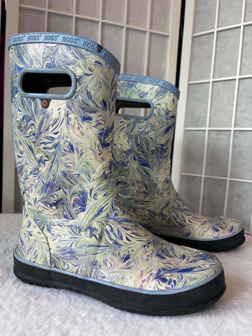 Bogs Women's Patterned Waterproof Rain Boots - Blue/White